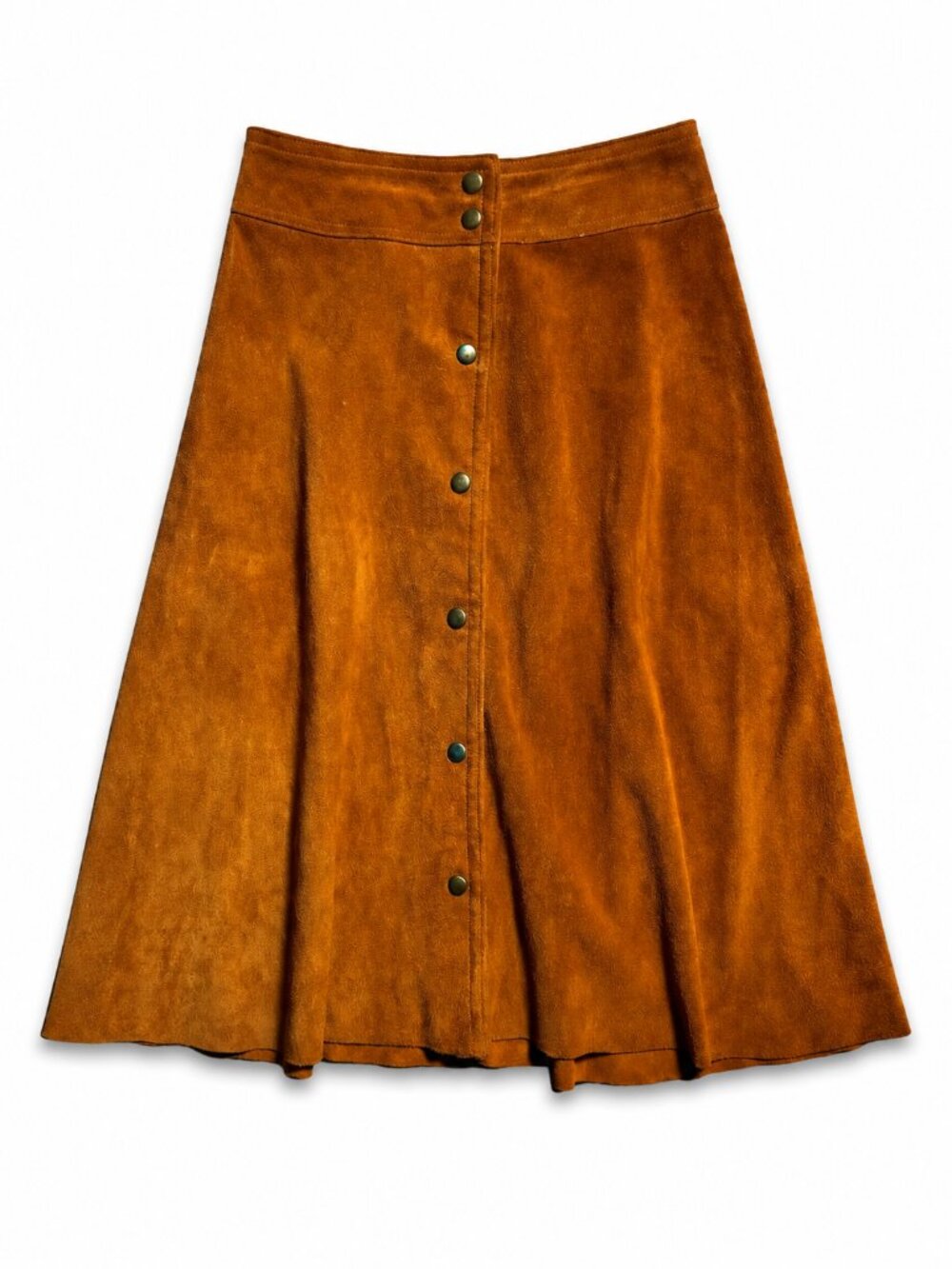 Vintage Rust Brown Orange Button Front A-Line Skirt Women's
